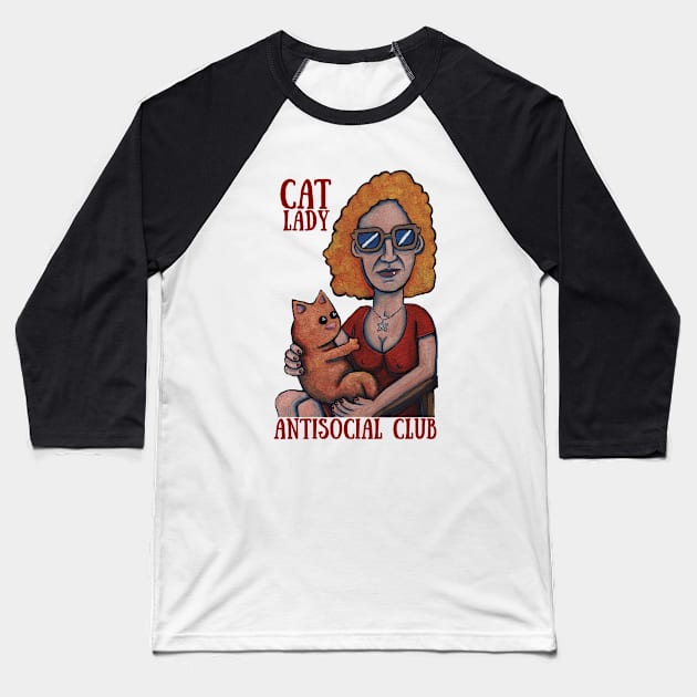 CAT LADY ANTISOCIAL CLUB Baseball T-Shirt by micalef